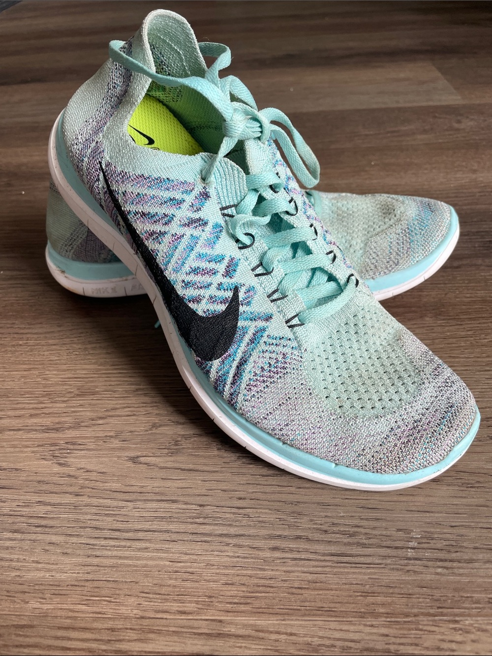 Nike Womens Free 4.0 Flyknit Trainer Running shoes Mint Blue sz 9.5 10